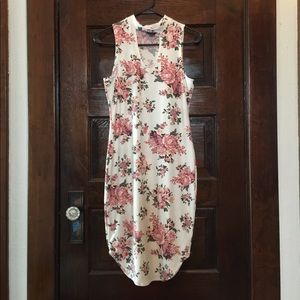Floral Body Con Mock Neck Dress